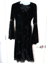 Spirit Halloween Hooded Coven Dress Women&#39;s Size Small Black Velvet Rave... - $27.71