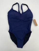 NWT Le Larc Criss-Cross One Piece Swimsuit Sz XS Navy Blue Minimalist - $49.00