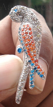 Victorian 1.50ct Rose Cut Diamond Blue Sapphire Christmas Wedding Parrot Brooch - £639.62 GBP