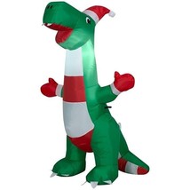 Holiday Time Festive Dinosaur Christmas Inflatable Lights Up 4 Feet Yard Decor - £31.72 GBP
