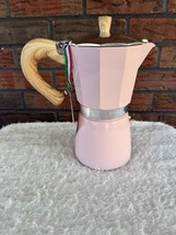 Pink Gnali &amp; Zani Moka Pot 9 Cup Italian Espresso Coffee Maker Wood Handle - $59.64 CAD