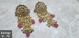 Earrings Indian Jadau Gold Plated Kundan Meena Women Jewelry Bridal Wedding 016 - £16.79 GBP