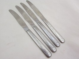 4 EKCO Kenilworth 9 1/8&quot; solid handle dinner knives - no serration USA - $14.40