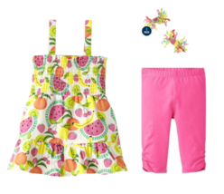 NWT Gymboree Toddler Girls FESTIVE FRUIT Tank Pink Capris Hair Clips 3T ... - $29.99
