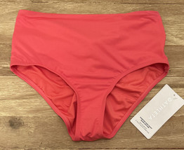 ATHLETA Hampton High Waist Bikini Bottom Size XS Coral Pink Ruched Twist... - £35.26 GBP
