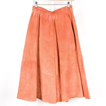 Antilopen Leather Skirt 38 S Orange ALine Stitching Unique Modest Pockets - £27.72 GBP