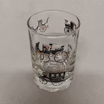 MCM Libbey Curio Tumbler Glass Carriages Buggies Black Gold Mid Century - $12.95