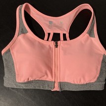 Xersion Size Small sports bra Front Zip Workout Peach Grey W-Padding Sup... - $93.61 MXN