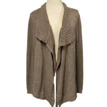 Ann Taylor Loft Textured Cotton Knit Open Cardigan Women&#39;s M Taupe - $14.24