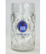 VINTAGE HB Munchen 1 Liter Thick Glass Beer Mug - £18.49 GBP