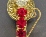 Vintage Multi Color Rhinestone Christmas Candle Pin Brooch - Red Green C... - $15.83