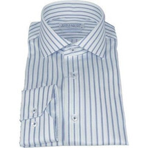 Men 100% Italian Cotton Shirt Non Iron SORRENTO Turkey 4730 White Blue Stripe image 2