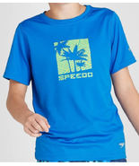 NEW Speedo Rash Guard Swim Shirt blue boys sz XS 6/7 short sleeve, sunbl... - $9.95