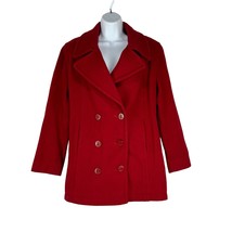 St. John&#39;s Bay Women&#39;s Wool Pea Coat Size 6P Red Petite - £51.19 GBP