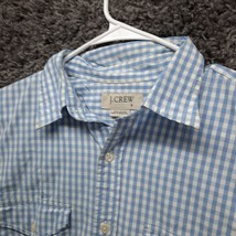 J.Crew Shirt Men Medium Blue Check Casual Double Breast Long Sleeve Button Up - £13.21 GBP
