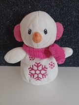 Dan Dee Snowman Pink Snowflake Earmuffs  Scarf Snowgirl Christmas Girl Plush 7&quot; - £5.41 GBP