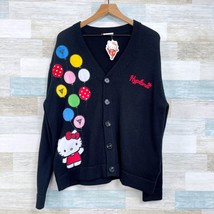 Hypland Hello Kitty Balloon Knit Oversized Cardigan Black Wool Womens Me... - $148.49
