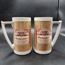 Thermo-Serv Plastic Budweiser Beer Stein Mug - Vintage Early 1980s Pair Of 2 - £14.30 GBP