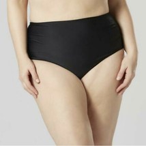 Tropical Escape Plus Size Swimsuit Bottoms Black Solid Briefs Bikini Bottom - $19.99