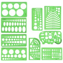 9 Pcs Drawing Templates Plastic Rulers Multi-Function Measuring Rulers With Fren - £22.79 GBP