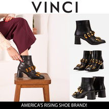 The Eclipse Black & Gold Leather Block Heel Women Boot image 15