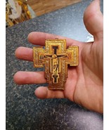 3&quot; Byzantine Gilded Crucifixion Handcarved Wooden Wall Cross - $1,505.15 MXN