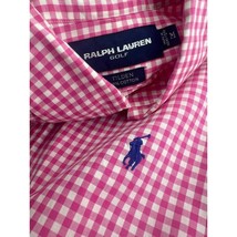 Ralph Lauren Golf Tilden Men Shirt Gingham Pink Button Up Long Sleeve Medium M - £15.80 GBP