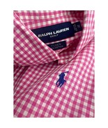 Ralph Lauren Golf Tilden Men Shirt Gingham Pink Button Up Long Sleeve Me... - £15.44 GBP
