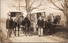 RPPC Two Men Horse Drawn Delivery Wagons Carriages with Lamps Postcard Y17 - $15.95