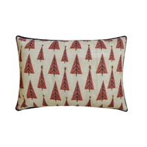 Jolly Tree - Red Jacquard Christmas Lumbar Pillow Cover - $495.53 MXN+