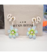 Alexis Bittar Aurora Blue Lily Lucite Mother of Pearl Crystal Earrings NWT - $196.52