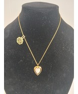 Vintage Goldtone Genuine Mother Of Pearl Heart Necklace 18&quot; NEW - $673.35 MXN