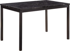 Lexicon Malaya Metal Dining Table, 48&quot; X 30&quot;, Black, Faux Marble Top. - £122.71 GBP