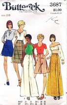 Misses&#39; SKIRTS Vintage 1970&#39;s Butterick Pattern 3687 Size 28 Waist UNCUT - £9.56 GBP