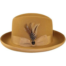 Men Bruno Capelo Dress Hat Australian Wool Homburg Godfather GF103 Camel Tan image 5
