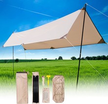 LIVABIT Outdoor Camping Canopy Tent 13ft x 9.5ft Lightweight Weatherproof, Tan - £81.77 GBP