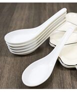 Contemporary Glossy Finish White Melamine Asian Soup Spoons Pack Of 6 Set - €13,71 EUR