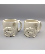 Fitz Floyd Coffee Mug Sad Tired Dog Hand Painted Japan Ceramic Lot of 2 Vtg - $22.17 CAD