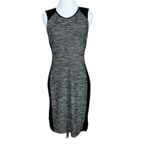 Eileen Fisher Dress Women Small Black Tweed Contrast Panel Ponte Knit Sleeveless - £39.80 GBP
