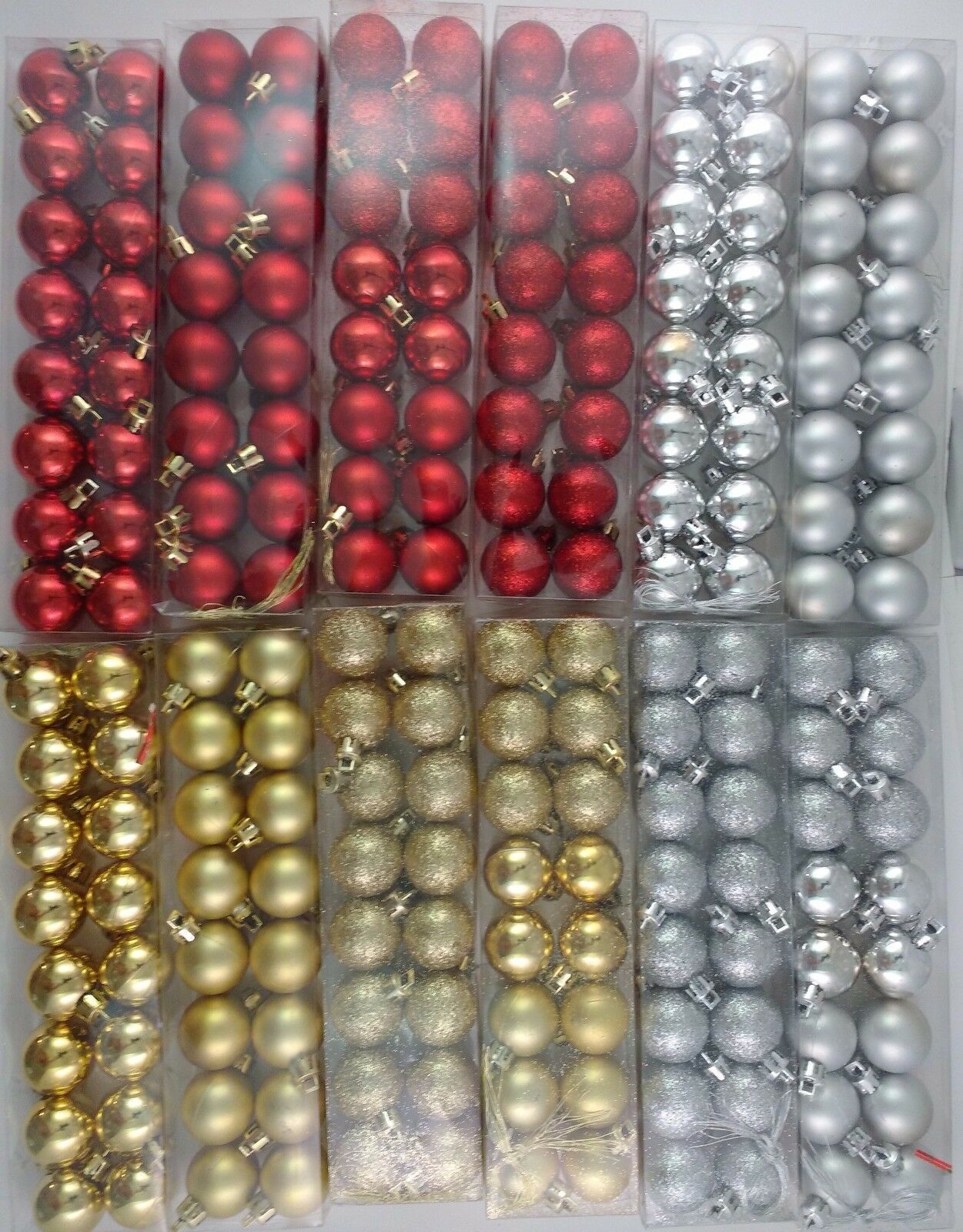 Primary image for CHRISTMAS SMALL 1" BALL ORNAMENTS METALLIC GOLD SILVER RED  16/Pk SELECT: Type