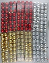 CHRISTMAS SMALL 1&quot; BALL ORNAMENTS METALLIC GOLD SILVER RED  16/Pk SELECT... - £2.74 GBP