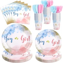 175 Pcs Gender Reveal Plates And Napkins, Boy Or Girl Gender Reveal, Ser... - $32.99