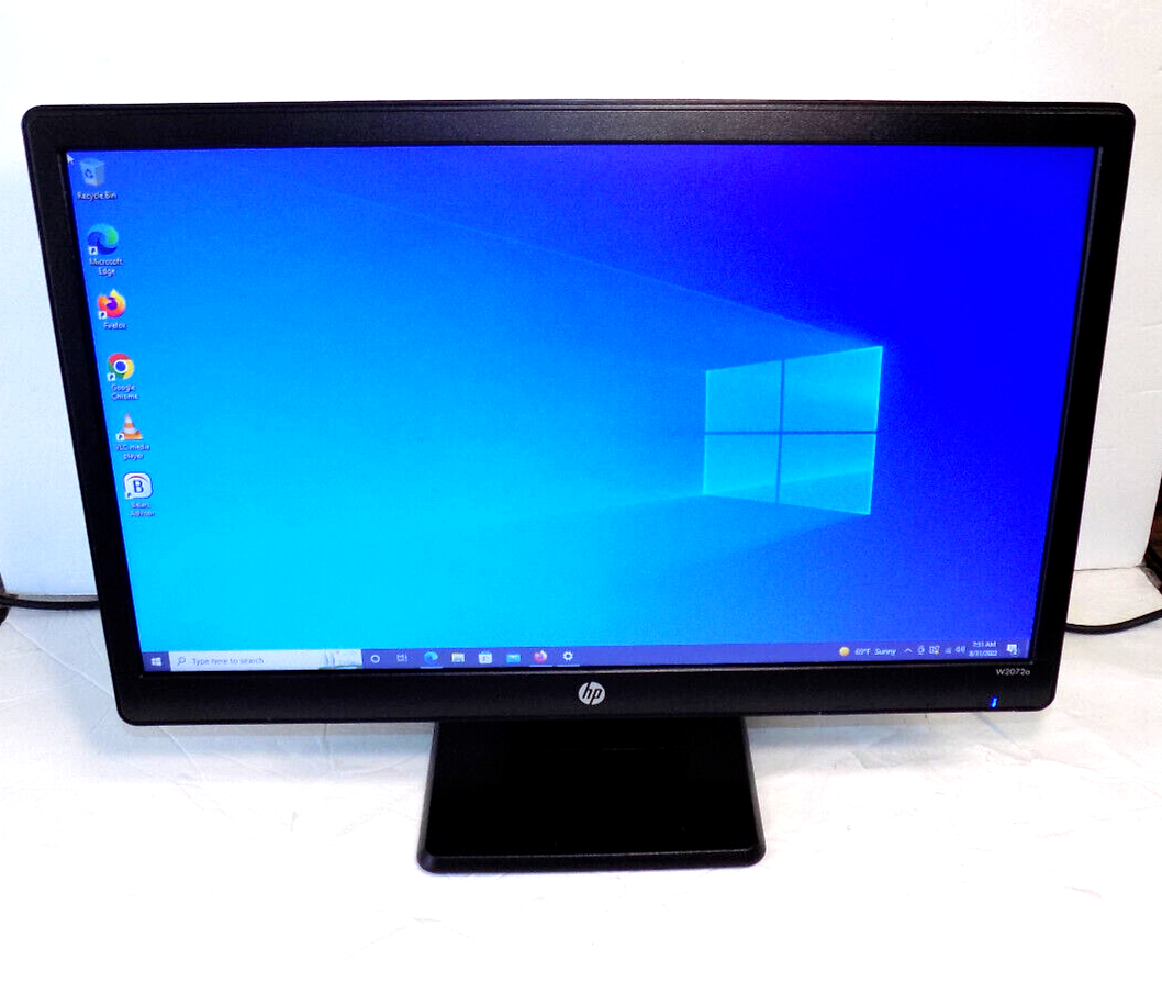HP W2072a 20 Inch LED Computer Monitor 1600 x 900 With VGA Cable &amp; Power... - $48.98
