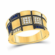 14kt Yellow Gold Womens Round Blue Sapphire Fashion Ring 1/4 Cttw - £678.95 GBP