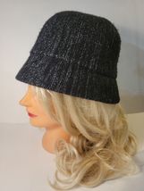 Black Sparkly Bucket Hat With Bow August Hat Company VTG image 4
