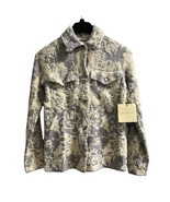 Cynthia Rowley Sweater XS Blue Floral Fuzzy Knit Snap Front Cardigan Jacket - $729.27 MXN