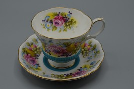 Royal Albert Sussex Country Faire Series Teacup &amp; Saucer Footed Bone China Vtg - £34.66 GBP