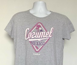 Carnival Cruise Cozumel Mexico T Shirt Womens Large 100% cotton Gray Ruins Palms - £16.88 GBP