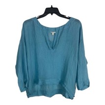 Eileen Fisher Womens Shirt Adult Size Large Gauze Blue Oversized 100% Linen - £34.92 GBP