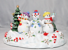 Partylite Christmas Snowbell Tea Light Pillar Holder In Box Snowmen P7650 - £16.79 GBP